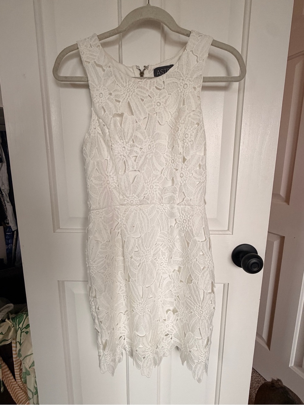 ASTR White Floral Lace Mini Dress